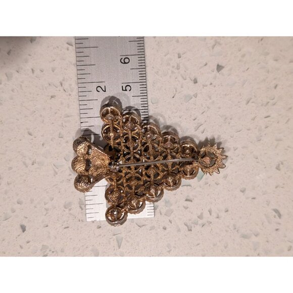 Vintage Rhinestone Christmas Tree Brooch Pin Colorful Gems Lapel - Picture 6 of 6